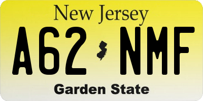 NJ license plate A62NMF