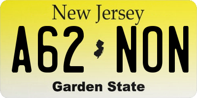 NJ license plate A62NON
