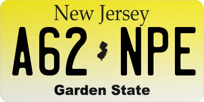 NJ license plate A62NPE