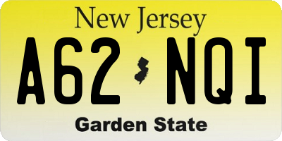 NJ license plate A62NQI
