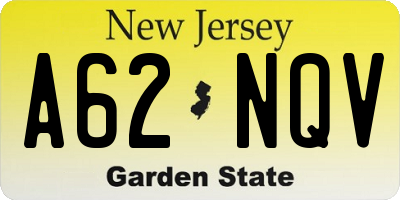NJ license plate A62NQV