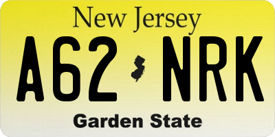 NJ license plate A62NRK