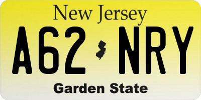 NJ license plate A62NRY