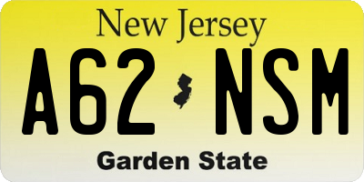NJ license plate A62NSM