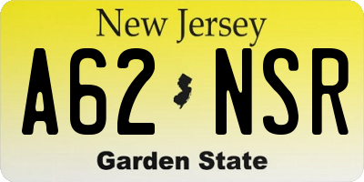 NJ license plate A62NSR