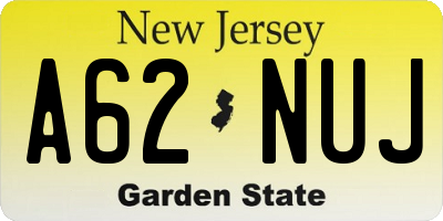 NJ license plate A62NUJ