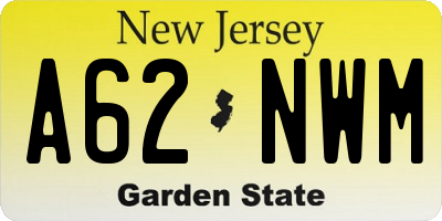 NJ license plate A62NWM