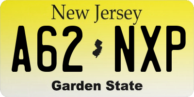 NJ license plate A62NXP