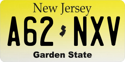NJ license plate A62NXV
