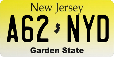 NJ license plate A62NYD