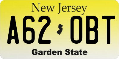 NJ license plate A62OBT