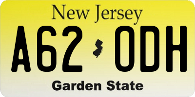NJ license plate A62ODH