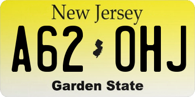 NJ license plate A62OHJ