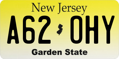 NJ license plate A62OHY