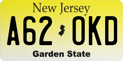 NJ license plate A62OKD