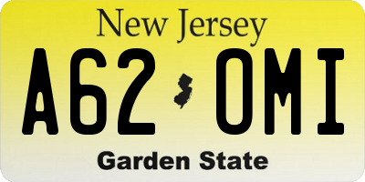 NJ license plate A62OMI