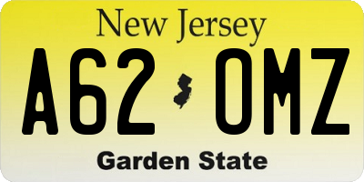 NJ license plate A62OMZ