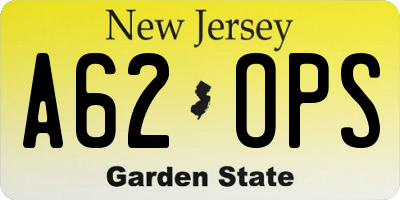 NJ license plate A62OPS