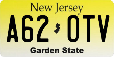 NJ license plate A62OTV
