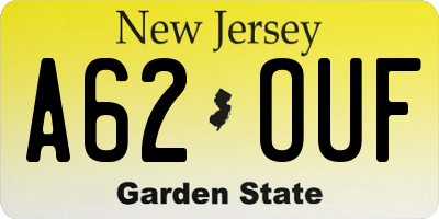 NJ license plate A62OUF