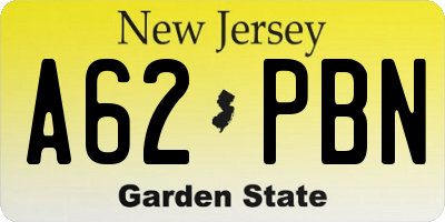 NJ license plate A62PBN