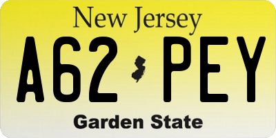 NJ license plate A62PEY