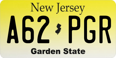 NJ license plate A62PGR