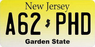 NJ license plate A62PHD