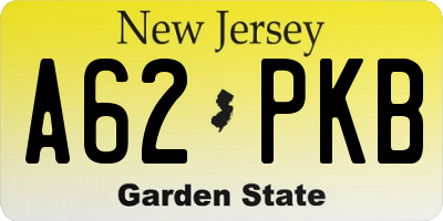 NJ license plate A62PKB