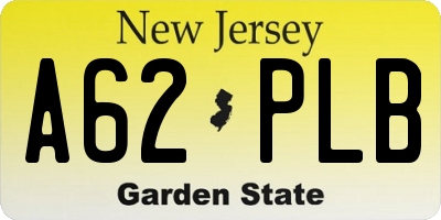 NJ license plate A62PLB