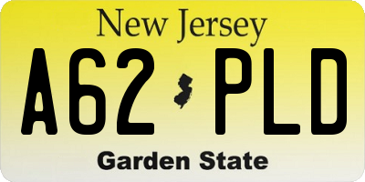 NJ license plate A62PLD