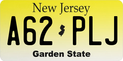 NJ license plate A62PLJ