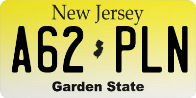 NJ license plate A62PLN