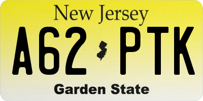 NJ license plate A62PTK