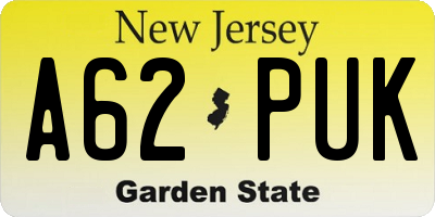 NJ license plate A62PUK