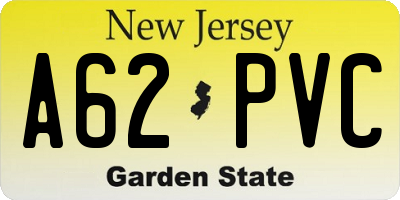 NJ license plate A62PVC