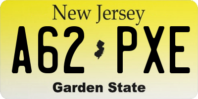 NJ license plate A62PXE