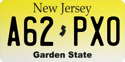 NJ license plate A62PXO