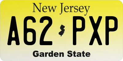 NJ license plate A62PXP
