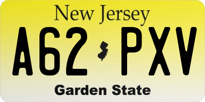 NJ license plate A62PXV