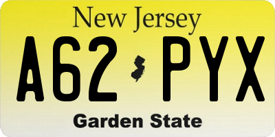 NJ license plate A62PYX