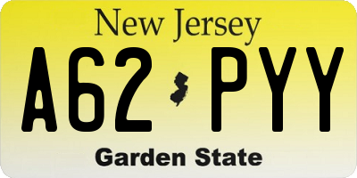 NJ license plate A62PYY