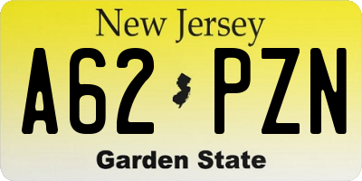 NJ license plate A62PZN