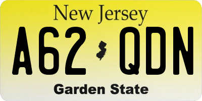 NJ license plate A62QDN