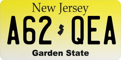 NJ license plate A62QEA