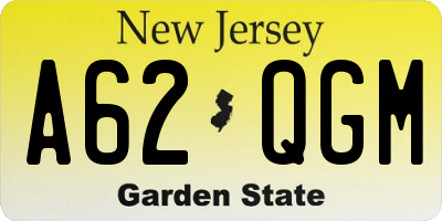NJ license plate A62QGM