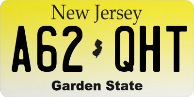 NJ license plate A62QHT