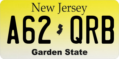 NJ license plate A62QRB