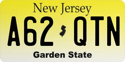 NJ license plate A62QTN