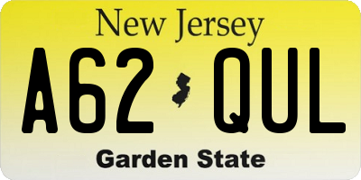 NJ license plate A62QUL